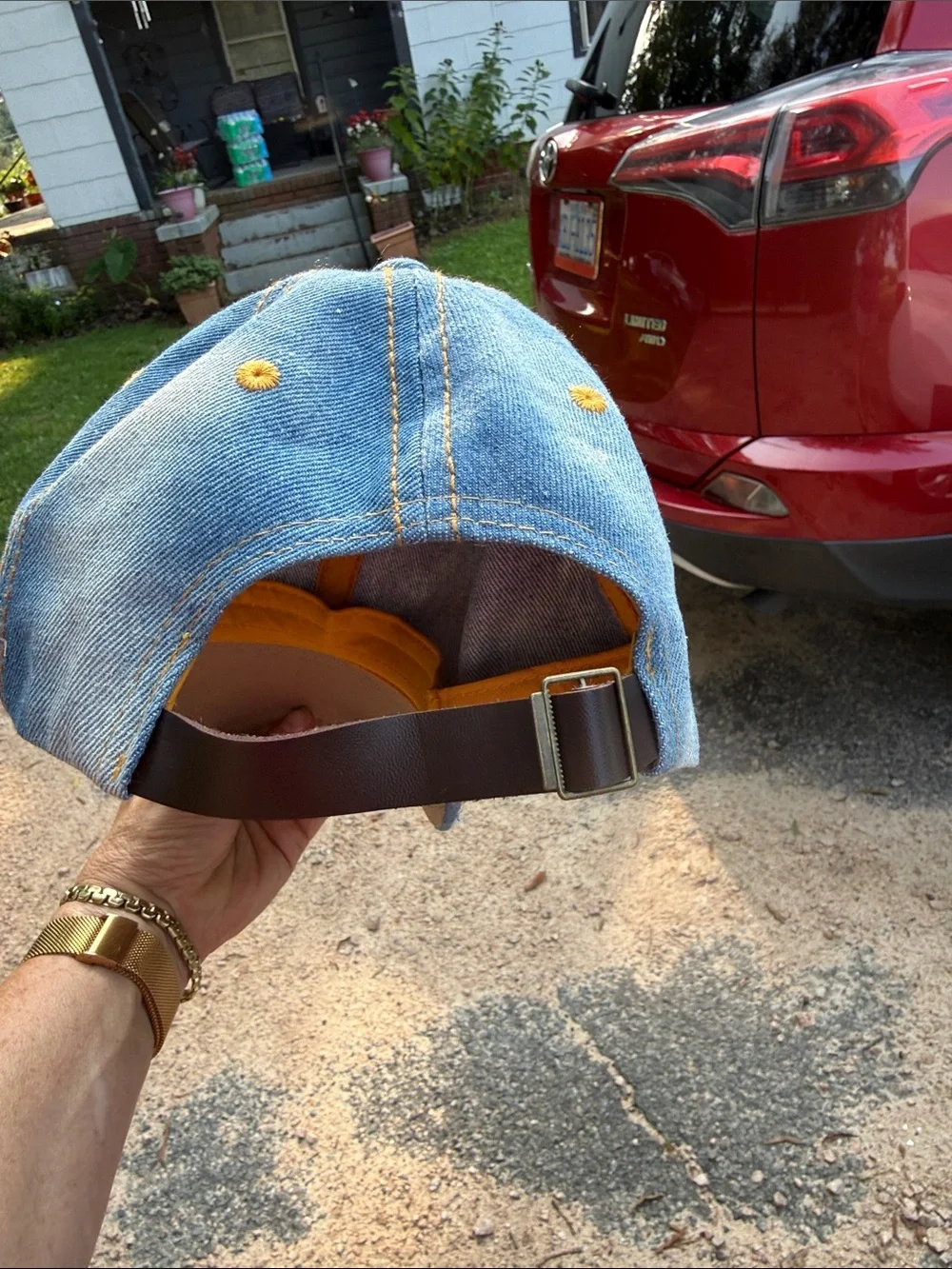 indigo soul Denim Baseball Cap with Rhinestone Cross - Blue